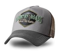 STARS & STRIPES Western-Mode Trucker Cap Country Roads - Grau mit Bestickung & Mesh-Einsatz | Verstellbare Snapback-Cap