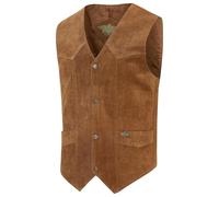 STARS & STRIPES Western-Weste ALABAMA BROWN aus 100% Leder, Klassische Cowboyweste für Herren