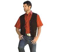 STARS & STRIPES Western-Weste ALABAMA CHOCO aus 100% Rind-Veloursleder mit Metall-Druckknöpfen