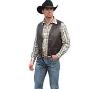 STARS & STRIPES Western-Weste BONANZA BRAUN aus 100% Lammnappa-Leder mit Conchos, Vintage-Style