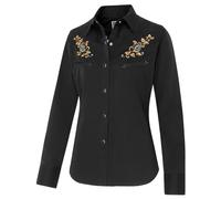 STARS & STRIPES Westernbluse CARA - Schwarz mit Stickerei & Fake-Smileys | Zeitloser Western-Look