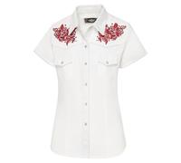 STARS & STRIPES Westernbluse Summer - Weiß & Rot | Bestickte Kurzarmbluse | Stilvoller Western-Look