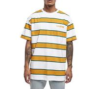 STARTER BLACK LABEL Mens Starter Logo Striped Tee T-Shirt, White/Yellow, S