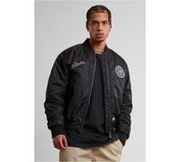 Bomberjacke STARTER BLACK LABEL "Starter Black Label Starter Patch Bomberjacket", Herren, Gr. M, schwarz, 70% Baumwolle, 30% Polyester, normal, amerikanischer Ausschnitt, Jacken Bomberjacke (32732619-