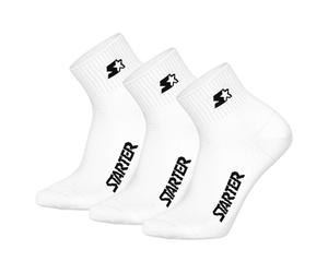 STARTER Unisex Quartersocken, 3er Pack - Quarter Socks, Logo, Baumwollmischung Weiß 35-38