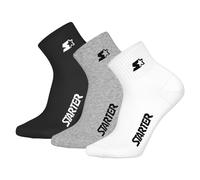 STARTER Unisex Quartersocken, 3er Pack - Quarter Socks, Logo, Baumwollmischung Weiß/Grau/Schwarz 39-42