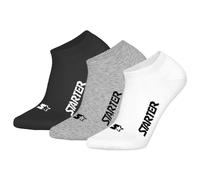 STARTER Unisex Sneakersocken, 3er Pack - Sneaker Socks, Logo, Baumwollmischung Weiß/Grau/Schwarz 43-46