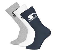STARTER Unisex Socken, 3er Pack - Crew Socks, Logo, Baumwollmischung Dunkelblau/Weiß/Grau 39-42