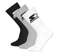 STARTER Unisex Socken, Multipack - Crew Socks, Logo, Baumwollmischung Weiß/Grau/Schwarz 39-42 6er Pack (2x3P)