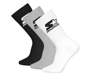 STARTER Unisex Socken, Multipack - Crew Socks, Logo, Baumwollmischung Weiß/Grau/Schwarz 39-42 6er Pack (2x3P)