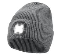 Starvortex Mütze mit LED Licht Herren, Winter Warme Stirnlampe LED Wiederaufladbar, Beanie Mütze per Arbeit, Angeln, Jagen Camping und Nächtliche Aktivitäten, Geschenke für Männer Frauen (Grau)