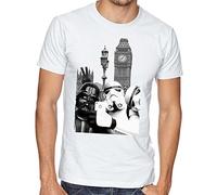 STARWARS SELFIE T-SHIRT, BIG BEN PHOTO STORMTROOPER & DARTH VADER WHITE TEE