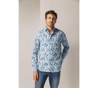 State of Art - Hemd mit botanischem Print grau-blau/kamel - Gr. - XXL