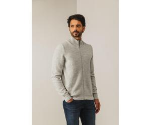 State of Art - Melierte Strickjacke mit Strukturmuster hellgrau/hellbeige - Gr. - 3XL