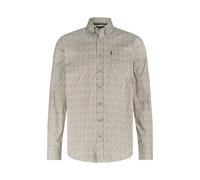 State of Art - Popeline-Hemd mit Allover-Druck grün/weiß/orange - Gr. - M