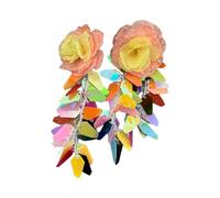 Statement-Ohrringe mit mehrfarbigen Perlen, lange baumelnde Stile für Festival, Urlaub, Outfit, bunte Blumen-Ohrringe