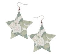Statement-Ohrringe mit schwarzen Lilien-Pads für Damen, Stern-Tropfen-Ohrringe, eleganter baumelnder Schmuck für formelle Zusammenkünfte, One Size, Leder