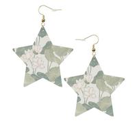 Statement-Ohrringe mit schwarzen Lilien-Pads für Damen, Stern-Tropfen-Ohrringe, eleganter baumelnder Schmuck für formelle Zusammenkünfte, One Size, Leder