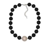 Statementkette FIRETTI "Schmuck Geschenk Big mother of pearl", metallfarben, schwarz, perlmuttfarben, Halsketten, Damen, Kunststoff Metall, L: 58, Kunststoff, Metall, Statementkette, mit Kunststoffper