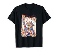 Statue Liberty Floral 4th of July US Flag Matching Patriotic T-Shirt