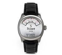 Stauer 1930 Dashtronic Automatikuhren für Herren, Cotswold, echte Herrenuhren, Lederband mit Edelstahlgehäuse, automatisiertes Uhrwerk und wasserdicht bis 3 ATM, Schwarz, Schwarz , Klassisch, modern,