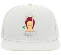 Stay Calm Minimalist Snail Graphic Snapback Flat Visor Cotton Blend Cap White