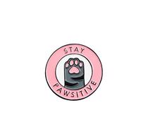 Stay Pawsitive rosa Katze Pfote Cartoon Cowboy Brosche Emaille Pins Metallbrosche für Frauen Abzeichen Kiefer Metalicos Brosche Zubehör, Legierter Stahl
