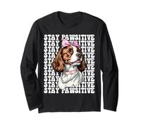 Stay Pawsitive Springer Spaniel Hund Mädchen Kokette Schleife Rosa Langarmshirt