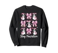 Stay Pawsitive Springer Spaniel Hund Mädchen Kokette Schleife Rosa Sweatshirt