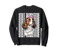 Stay Pawsitive Springer Spaniel Hund Mädchen Kokette Schleife Rosa Sweatshirt