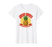 Stay Spiky Retro Ananas Sweet Inside Tropical Tee Preisgünstiges Grafik-T-Shirt, Damen, Weiß, XL
