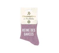 STC, Kurze Pailletten-Socken - Königin der Schlampen (Einheitsgröße 36-42), violett, One size