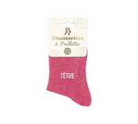 STC, Kurze Pailletten-Socken - Kopf - Einheitsgröße 36-42, Rosa, One size
