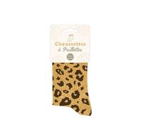 STC Kurze Pailletten-Socken, Leopardenmuster, Einheitsgröße 36-42, Gelb