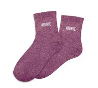 STC Socken mit bunten Pailletten – Violett – Schriftzug 'sauer' – Größe 36-42