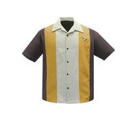 Steady Clothing Hemd Atomic Men Coffee Mustard Stone Vintage Bowling Shirt Retro
