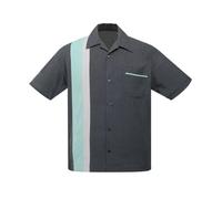 Steady Clothing Hemd Dapper Dan Grau Vintage Bowling Shirt Retro Rockabilly 50s, Größe:XL