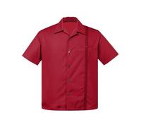 Steady Clothing Hemd The Six String Rot Vintage Rockabilly Bowling Shirt Retro, Größe:S