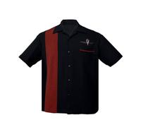 Steady Clothing Hemd V8 Classic Schwarz Vintage Bowling Shirt Retro Hot Rod, Größe:M