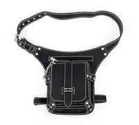 Steampunk Beintasche aus schwarzem Leder mit Nieten - Gothic für Motorrad, wasserdichte Holster im Punk-Stil für Herren, Vintage-Accessoire für Urban Biker | Mehrzweck-Beintasche für