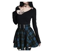 Steampunk Damen Karierter Gothic-Rock for Damen, Plissierte Plaidröcke, Frühling/Herbst, Mädchen, Punk/Gothic-Minirock(Color 3,4XL)
