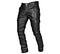 Steampunk Hose Herren Schwarze Lederhose Herren Lang Pu Leder Hosen Mit Multi Taschen Cargohosen Hochwertige Büffelleder Bikerjeans Mittelalter Sporthose Bequeme Stoffhose Für Halloween Kostüm