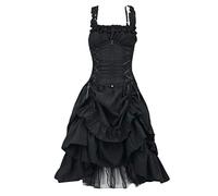 Steampunk Kleid Damen Große Größen -Gothic Kleid Damen Gothic Kleidung Damen Sexy Ruched Trägerkleid Vintage Rockabilly Kleider Festlich High Low Punk Kleid A-Line Cosplay Halloween Karneval Kostüm