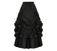 Steampunk Rock Damen -Punk Rock Damen Gothic Rock Damen Rüschen Maxirock Renaissance Vintage Retro Röcke Elastische Taille Viktorianisch Mittelalter Rock Party Cosplay Halloween Karneval Kostüm