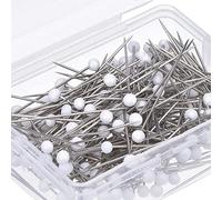 Stecknadeln mit Glaskopf in Box, für Schneiderinnen, weiße Kugel, Stecknadeln mit Glaskopf, Packung mit 250 Stück, 38 mm, kreativ und nützlich