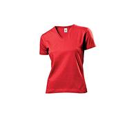 Stedman Damen T-Shirt Classic V-Ausschnitt kurzarm Rot XXL