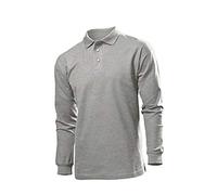 Stedman Polo Long Sleeve Poloshirt mit Rippkragen Herren grey heather L