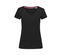 Stedman Damen-T-Shirt Megan – V-Ausschnitt, ringgesponnene Baumwolle – Schwarz (Black Opal), Größe L