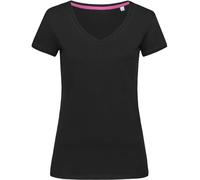 Stedman Damen-T-Shirt Megan – V-Ausschnitt, ringgesponnene Baumwolle – Schwarz (Black Opal), Größe L
