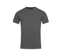 Stedman Herren T-Shirt Clive ST9610 - V-Ausschnitt, Premium Slim Fit, Kurzarm, schiefergrau, L
